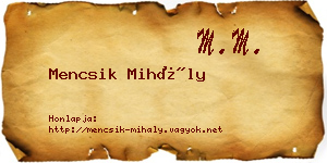 Mencsik Mihály névjegykártya